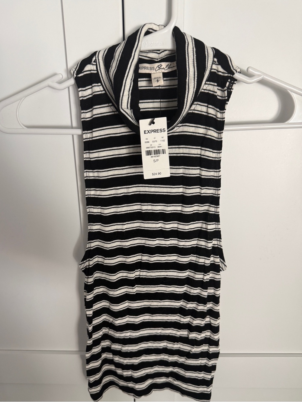 Express Black & White Striped Sleeveless Cowl Neck Top size small